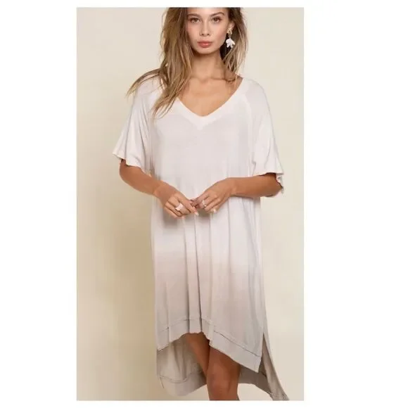 OMBRE hand dip die Tunic - Dress with raw seam line detail, - Picture 3 of 10